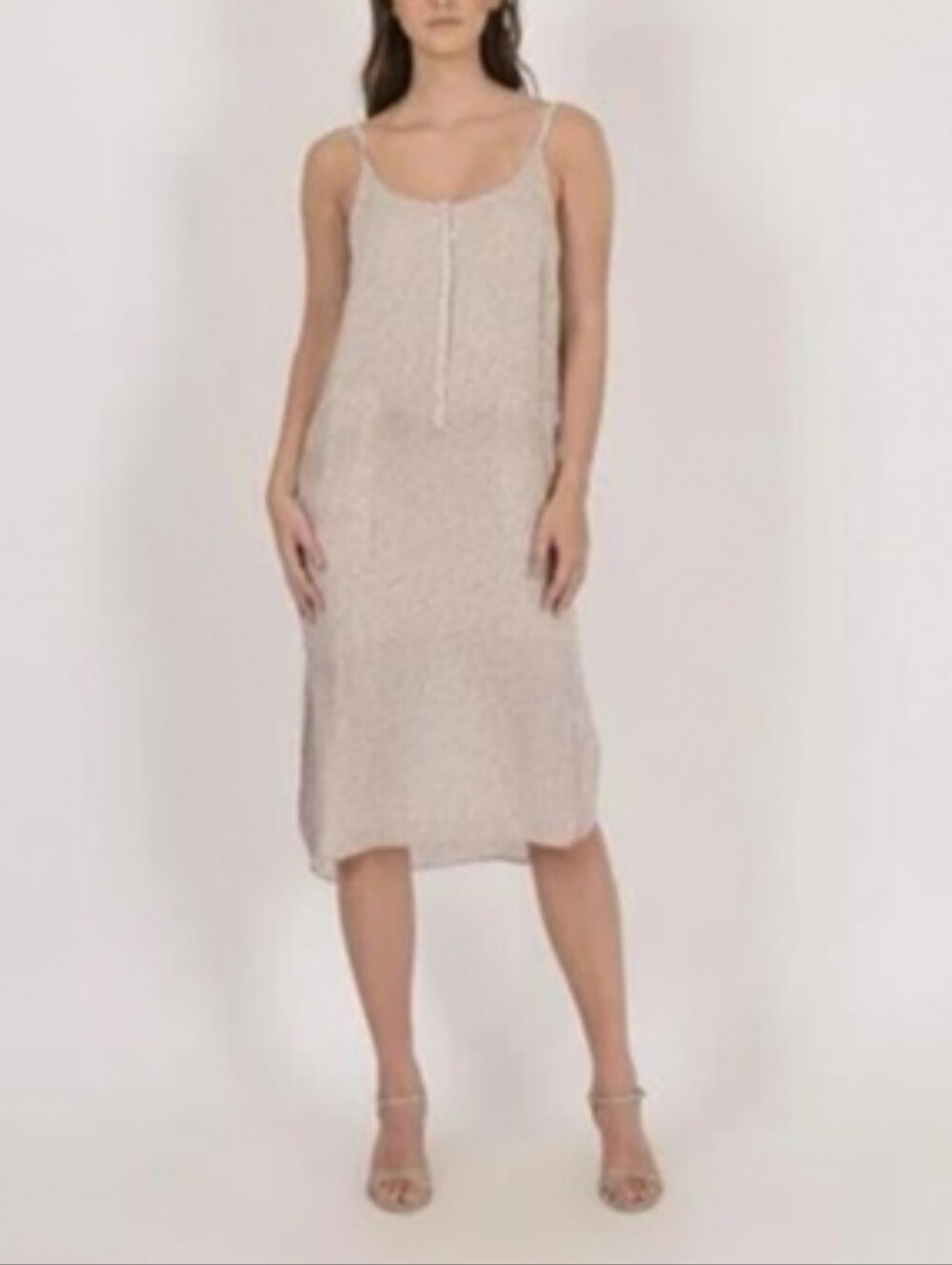 A.L.C. Silk Slip Dress in Cream with Speckle Dot Print